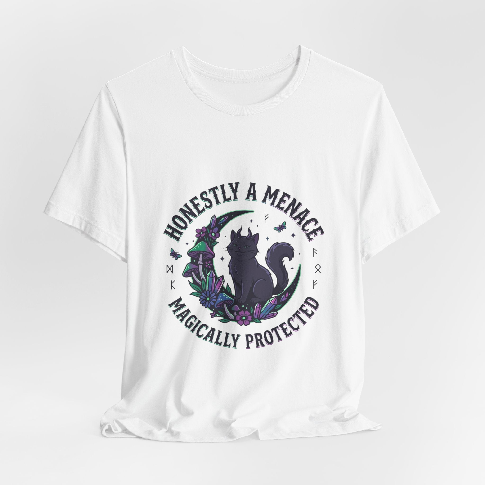 Honestly a Menace Cat Tee | Witchy goblincore, crystals, celestial cottagecore-adjacent