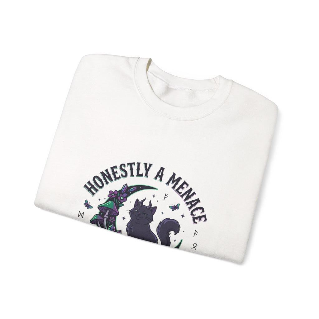 Honestly a Menace sweatshirt | witchy goblincore, celestial crystals, familiar vibes