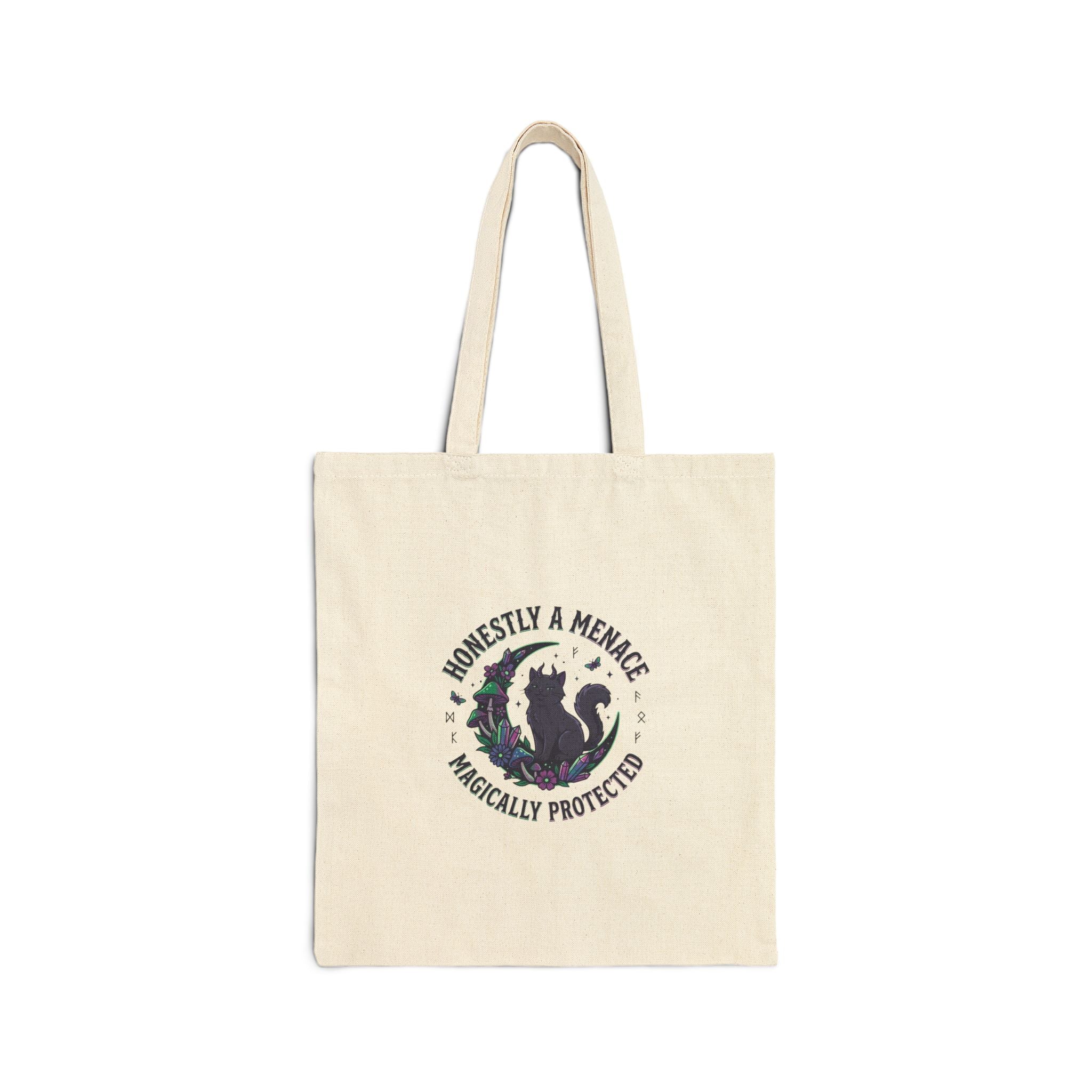 Honestly a Menace Tote, witchy goblincore canvas bag | chaos energy, familiar vibes