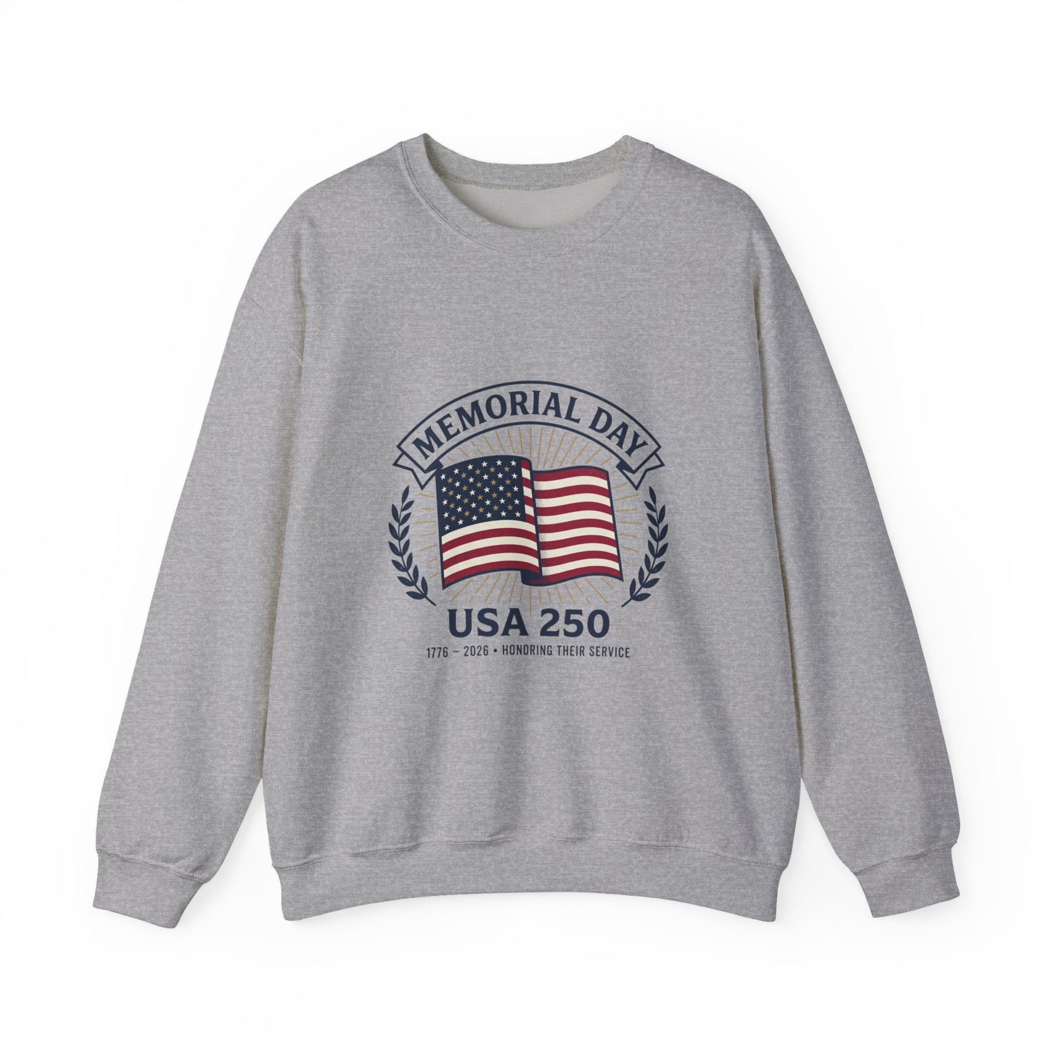 USA 250 Memorial Day Crewneck Sweatshirt | 1776–2026 Vintage Distressed Americana