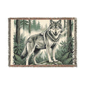 Wolf Tapestry Woven Blanket — Forest Wolf Throw for Cabin, Lodge & Nature Lovers