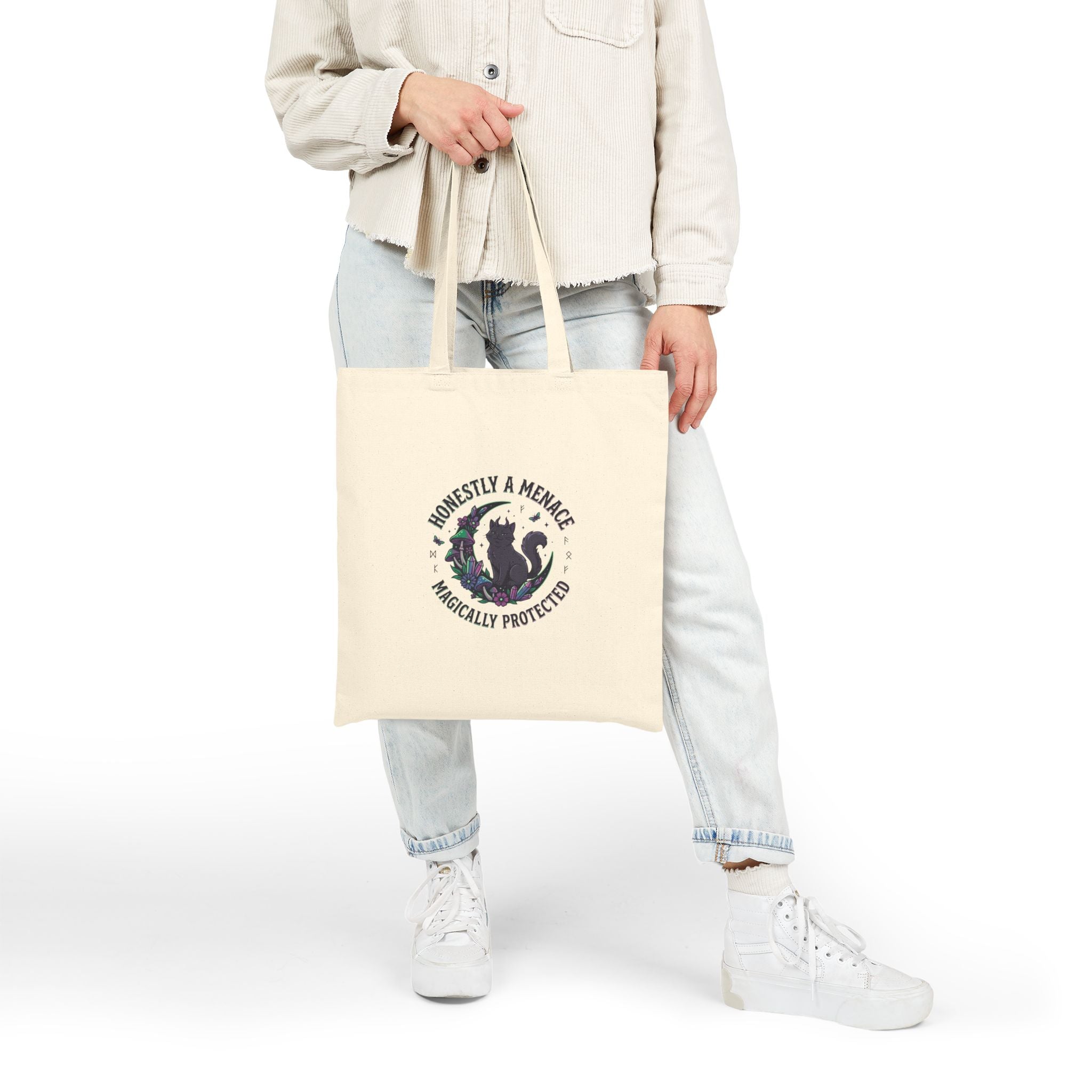 Honestly a Menace Tote, witchy goblincore canvas bag | chaos energy, familiar vibes