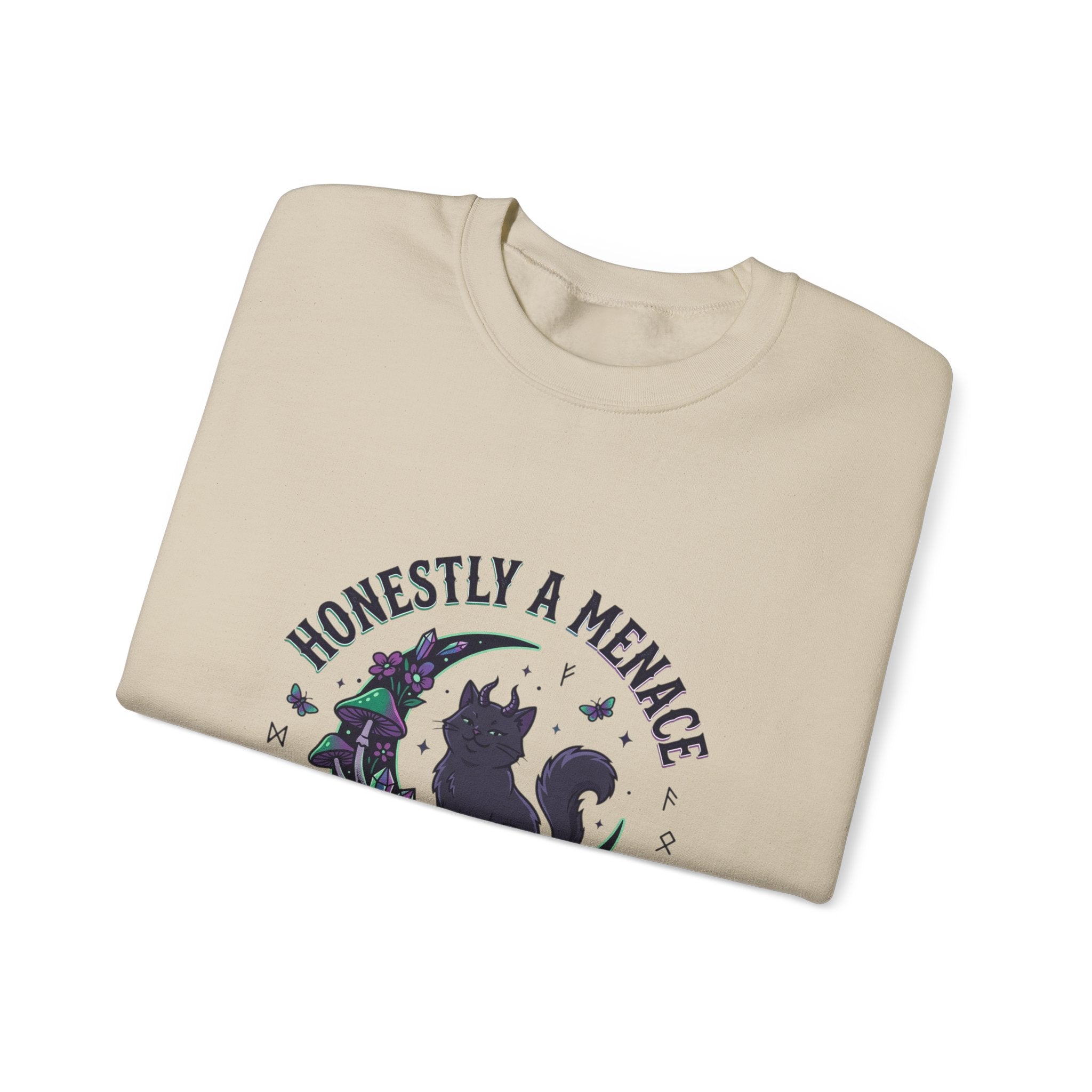 Honestly a Menace sweatshirt | witchy goblincore, celestial crystals, familiar vibes