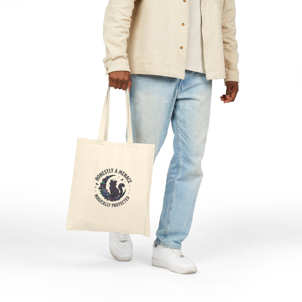 Honestly a Menace Tote, witchy goblincore canvas bag | chaos energy, familiar vibes