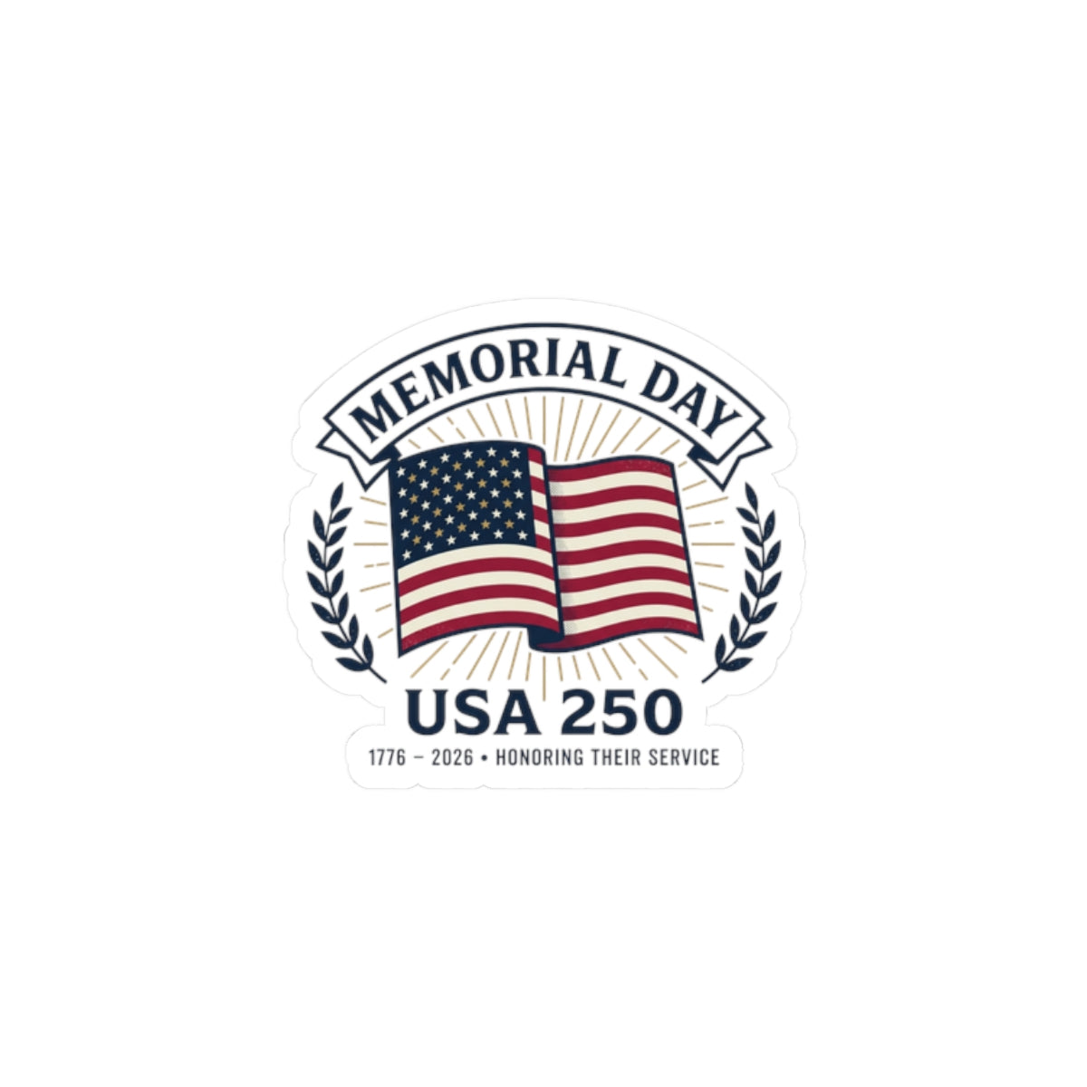 USA 250 Memorial Day Kiss-Cut Stickers | 1776–2026 Vintage Distressed Americana