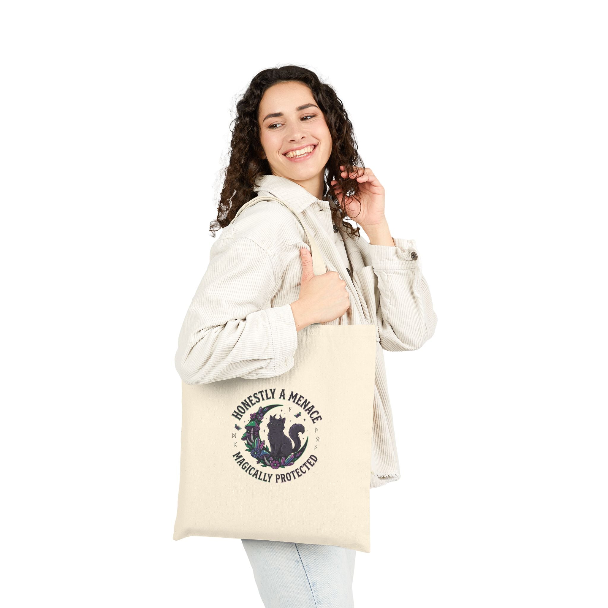 Honestly a Menace Tote, witchy goblincore canvas bag | chaos energy, familiar vibes