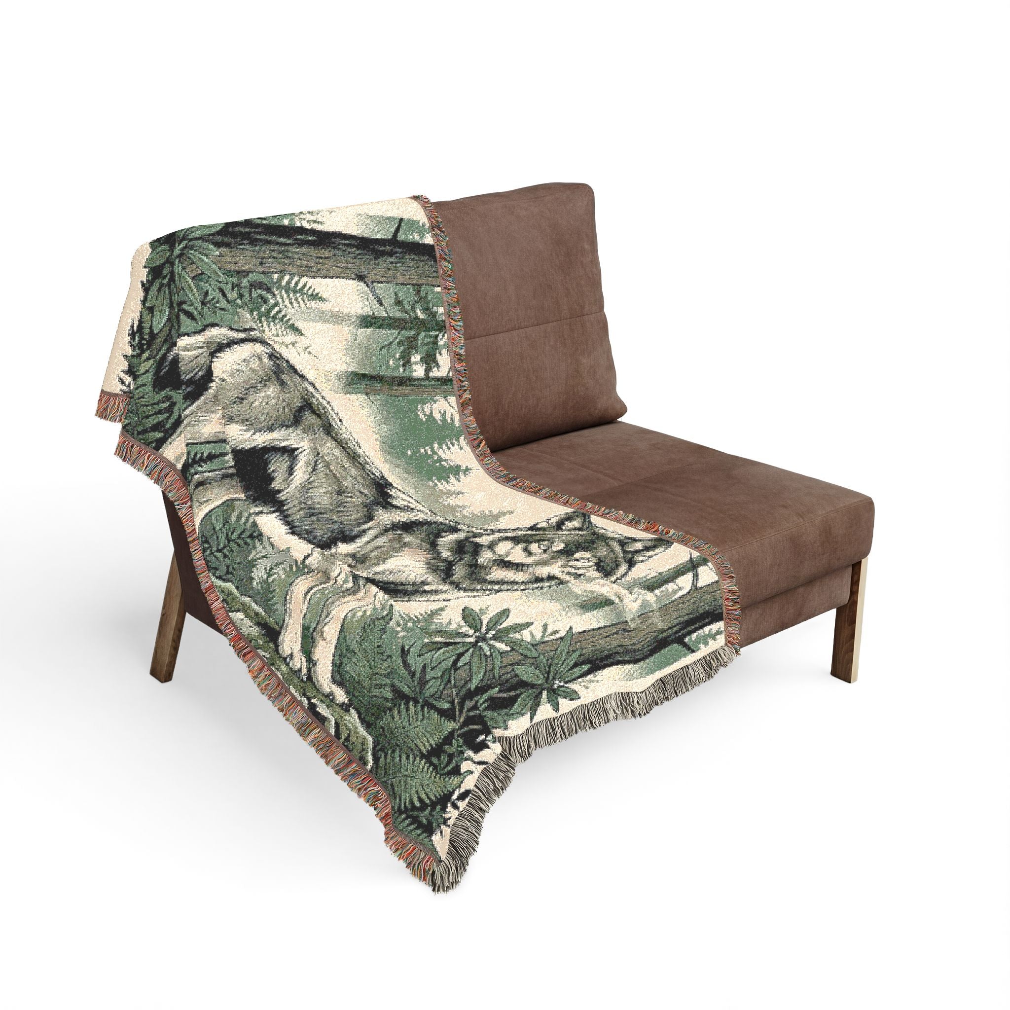 Wolf Tapestry Woven Blanket — Forest Wolf Throw for Cabin, Lodge & Nature Lovers