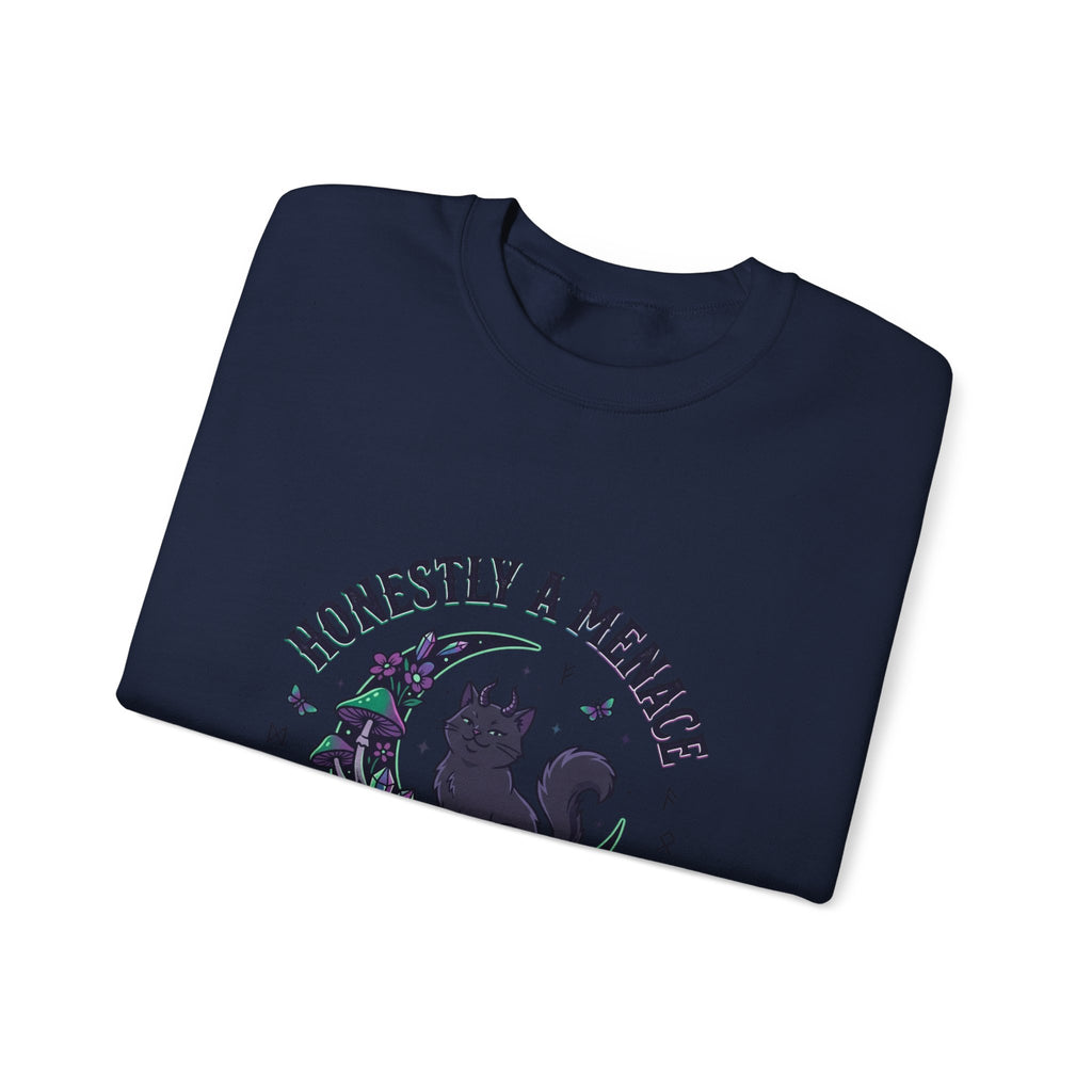 Honestly a Menace sweatshirt | witchy goblincore, celestial crystals, familiar vibes