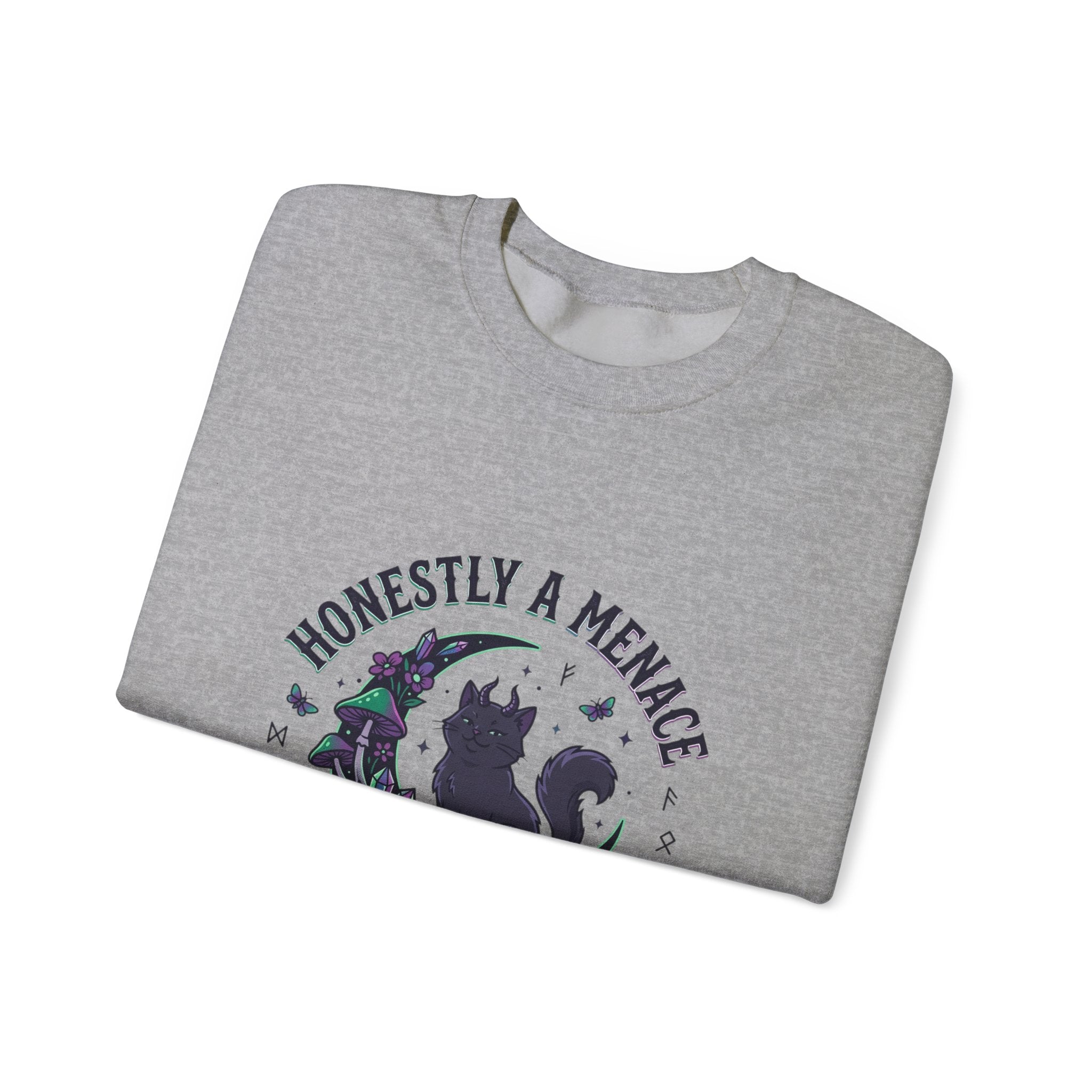 Honestly a Menace sweatshirt | witchy goblincore, celestial crystals, familiar vibes