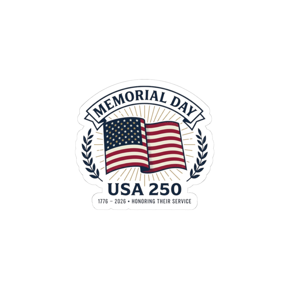 USA 250 Memorial Day Kiss-Cut Stickers | 1776–2026 Vintage Distressed Americana