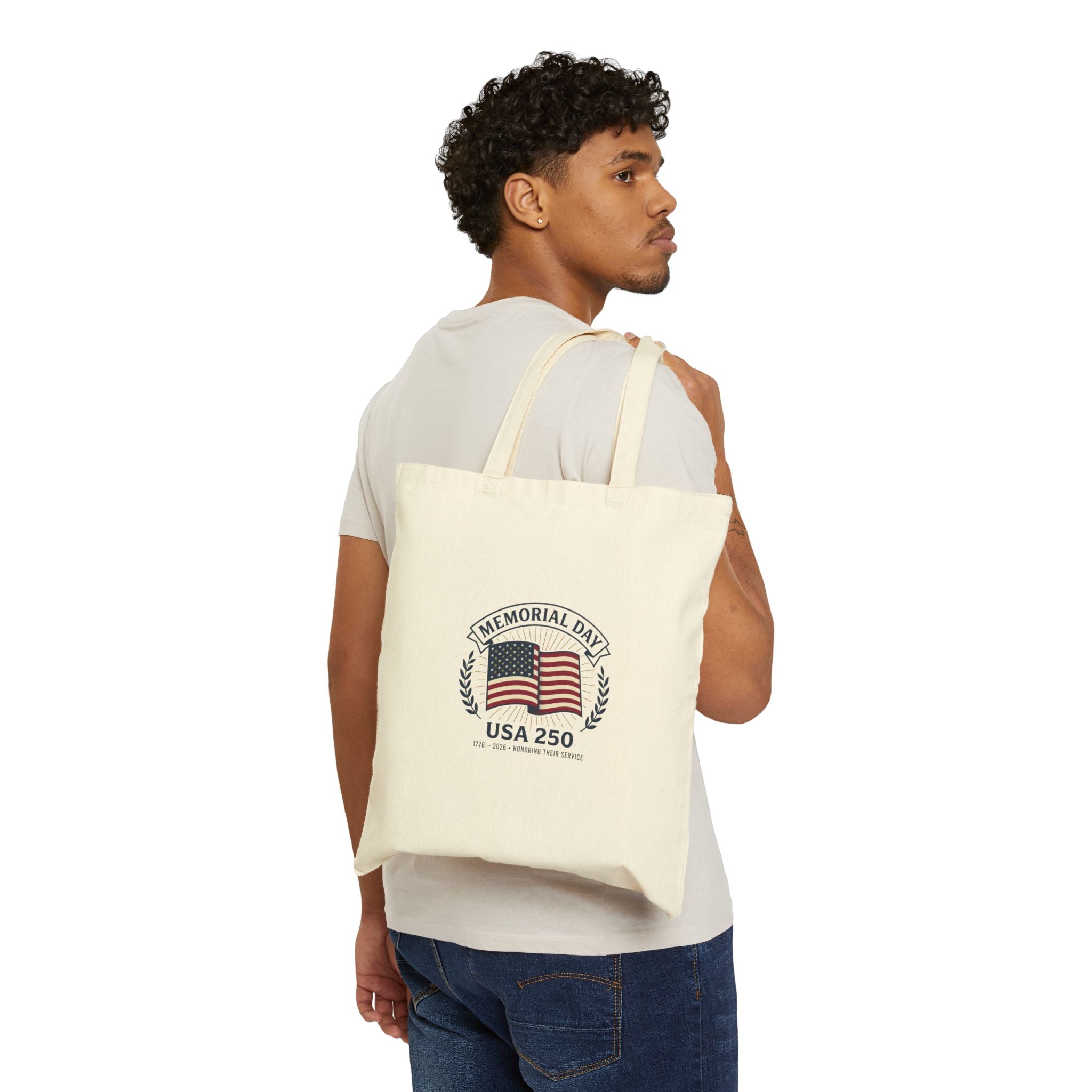 USA 250 Memorial Day Tote | 1776–2026 Vintage Distressed Patriotic Canvas
