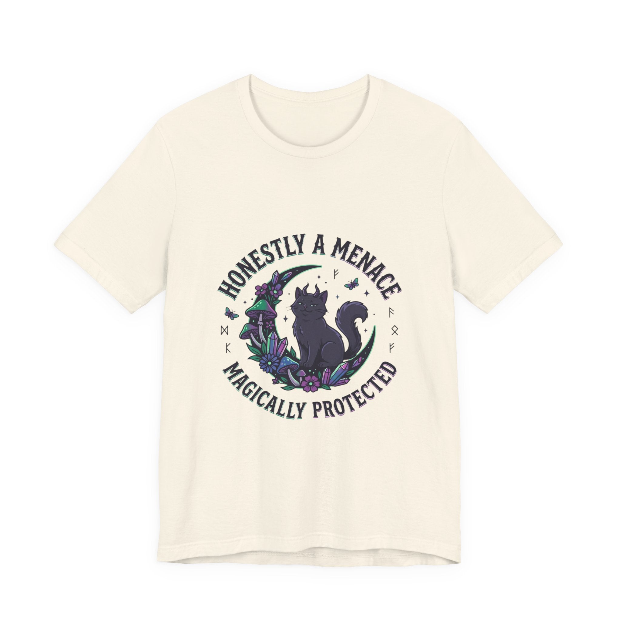 Honestly a Menace Cat Tee | Witchy goblincore, crystals, celestial cottagecore-adjacent