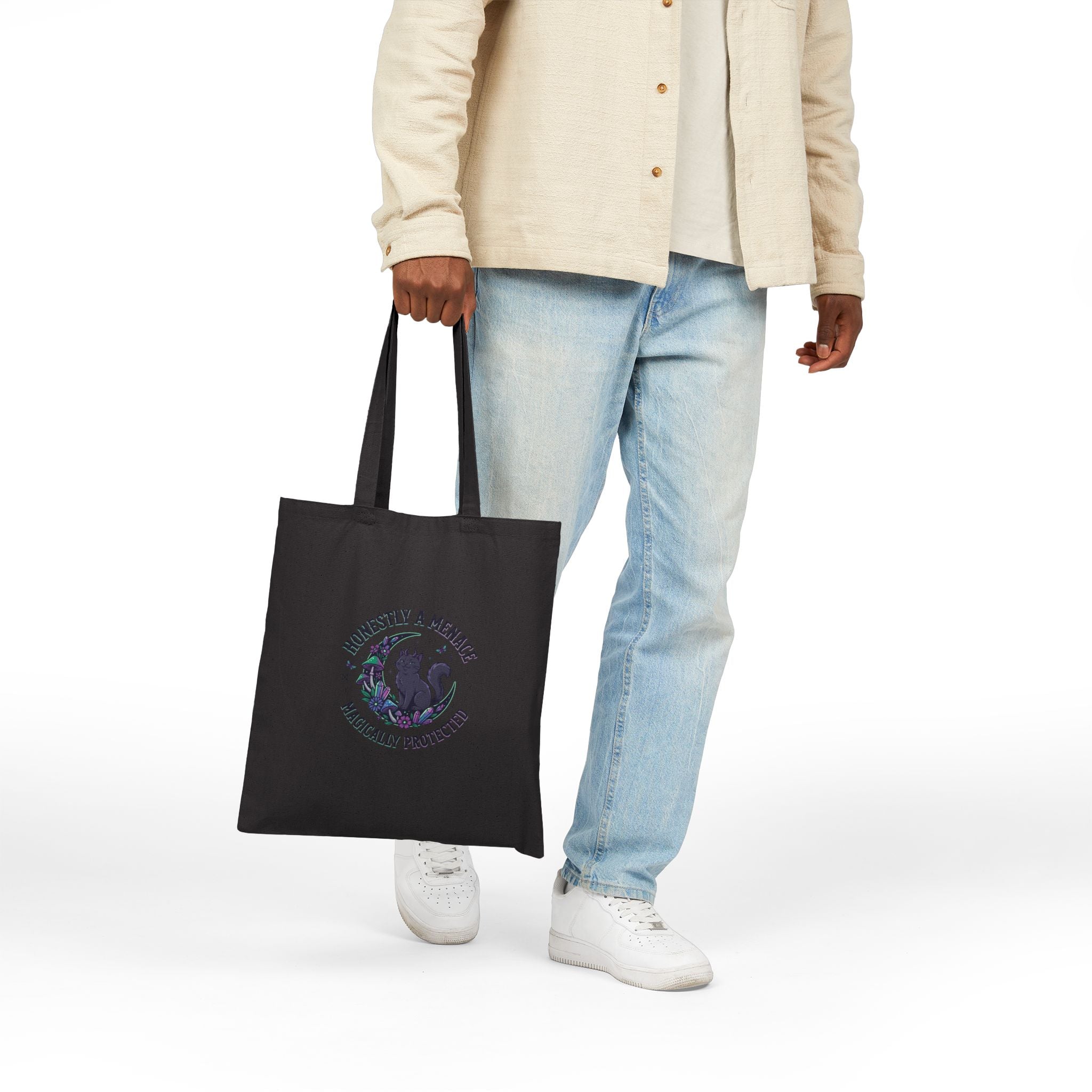 Honestly a Menace Tote, witchy goblincore canvas bag | chaos energy, familiar vibes